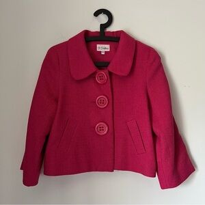 3 Sisters Cropped Raspberry Pink Large Button 50s Style Jacket Textured S